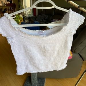 white cropped top
